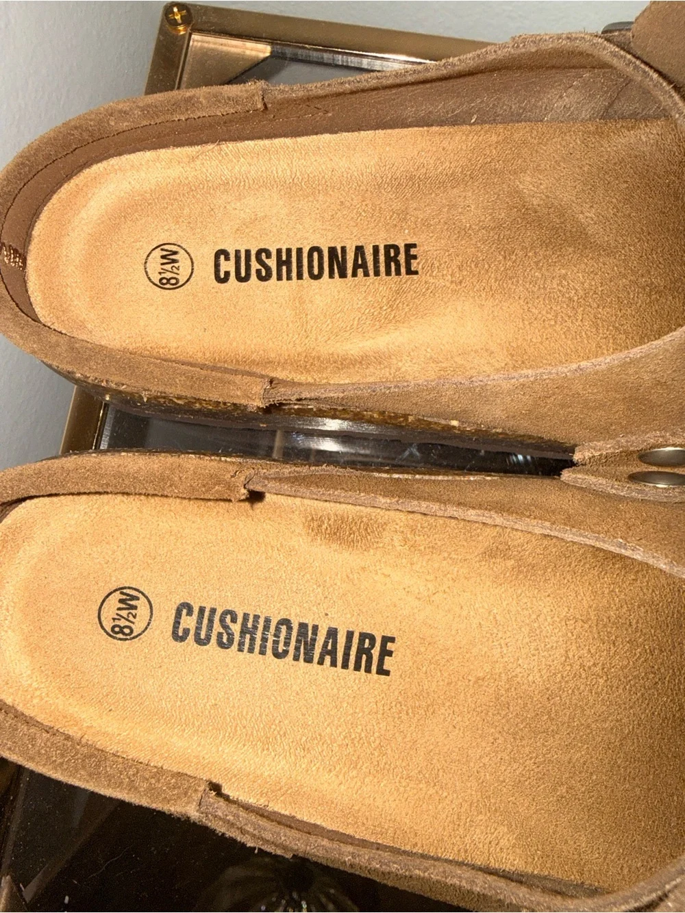 Cushionaire Suede Buckle Mules in Tan-Brown - Picture 2 of 5